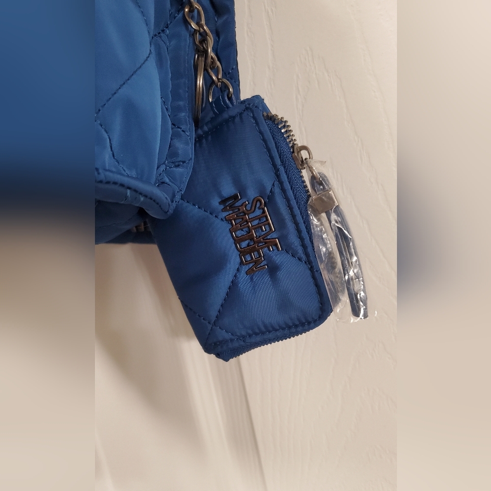 Nwot Steve Madden Blue Quilted Crossbody Bag With Coin Pouch - Picture 6 of 10
